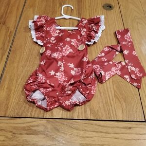 Charming Floral Baby Romper with Headband
